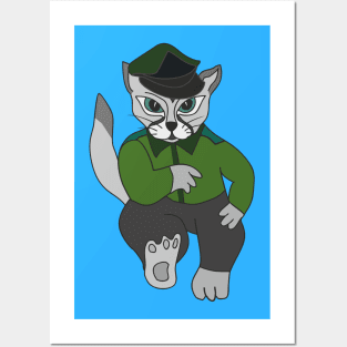 Gray cat in uniform Posters and Art